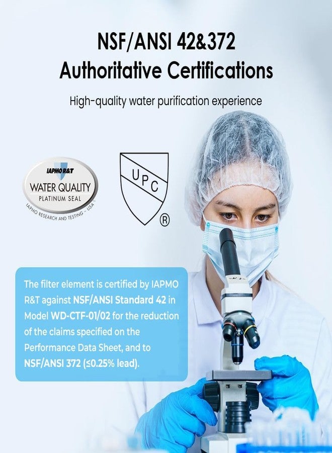 ووتر دروب فلتر بديل Waterdrop WD-CFF-01، معتمد من NSF/ANSI 42 و372، فلتر مياه يُوضع على سطح الطاولة، عمر فلتر أطول، فلتر مياه من 5 مراحل، يقلل المعادن الثقيلة والطعم غير المرغوب فيه وما يصل إلى 99% من الكلور، عبوة واحدة - Image 2